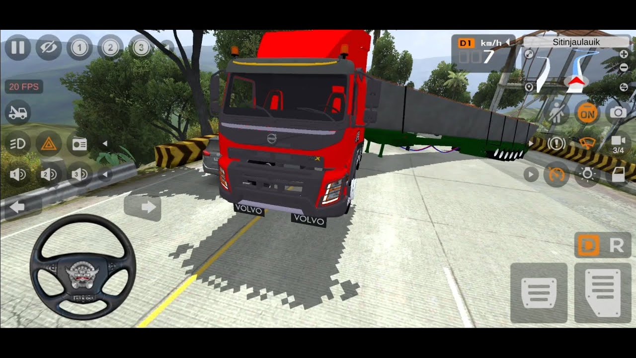 PERMAINAN TRUK TRAILER VOLVO MULTI AXLE MUATAN BERAT LEWAT TANJAKAN EXTREME -BUS SIMULATOR INDONESIA