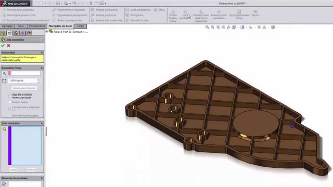SolidWorks Modelowanie formy Przykład 2