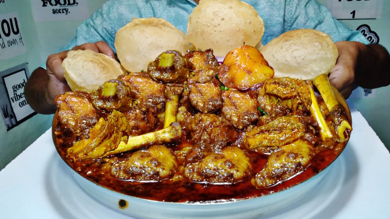 Best Fatty Mutton Curry With Puri Eating | Chicken Biriyani | Mutton Haleem | Mutton Kosha | Spicy