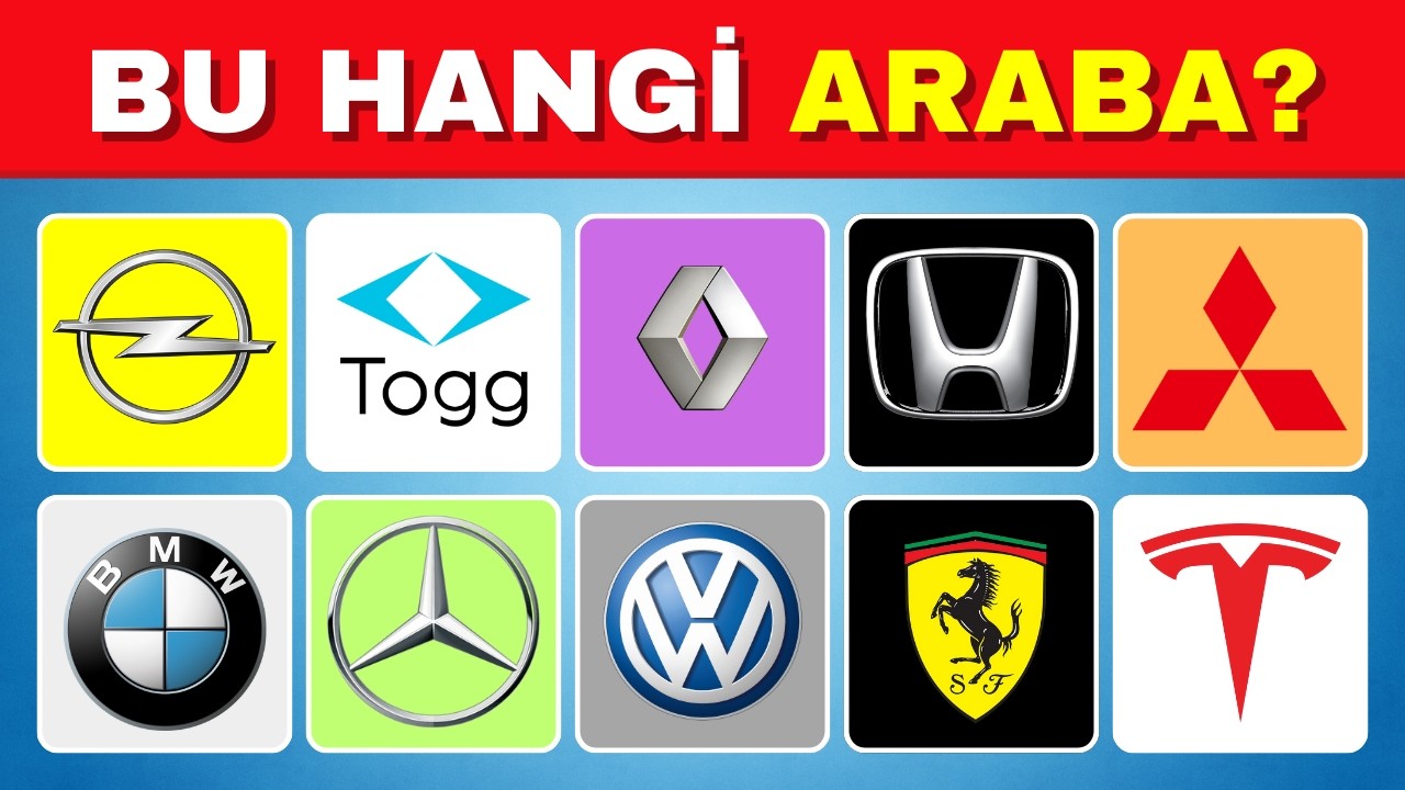 ARABA LOGOSUNU Tahmin Et 🚗 Kolay, Orta ve Zor Sorular | Araç Logo Bulmaca Testi
