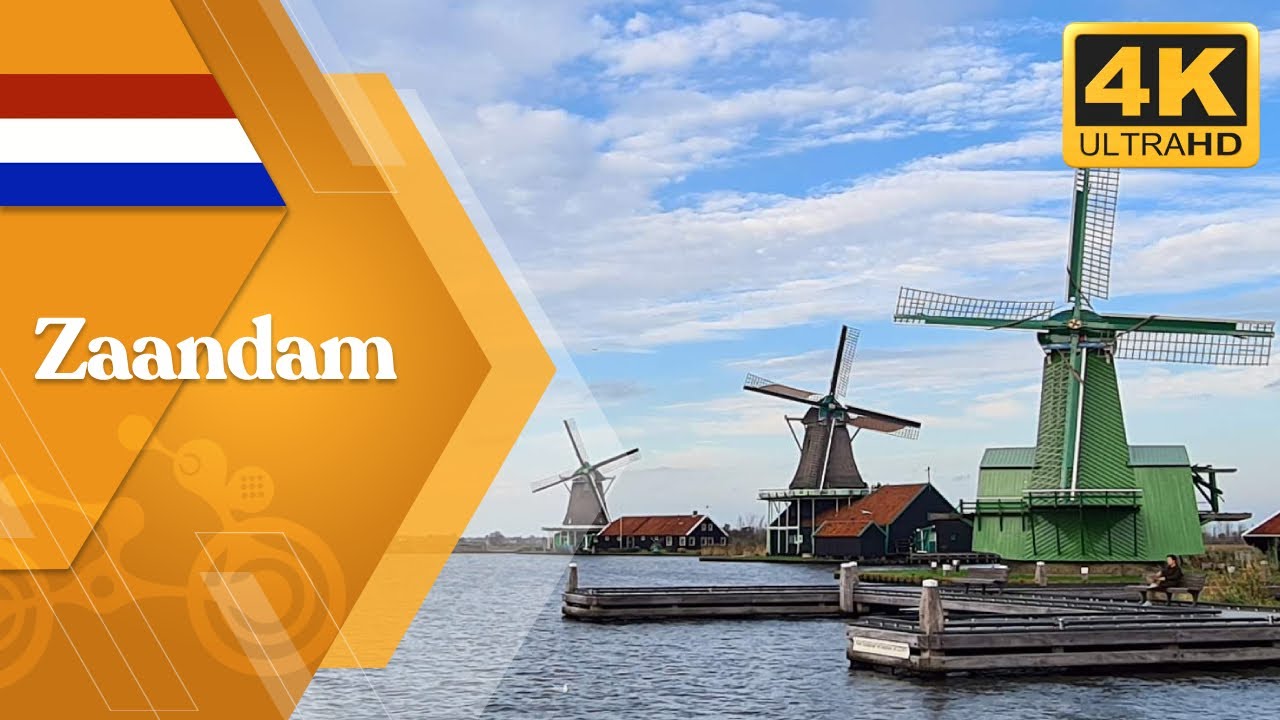 Ride bike to Windmills of Zaanse Schans 🇳🇱  March 2021 -  4k | 60fps