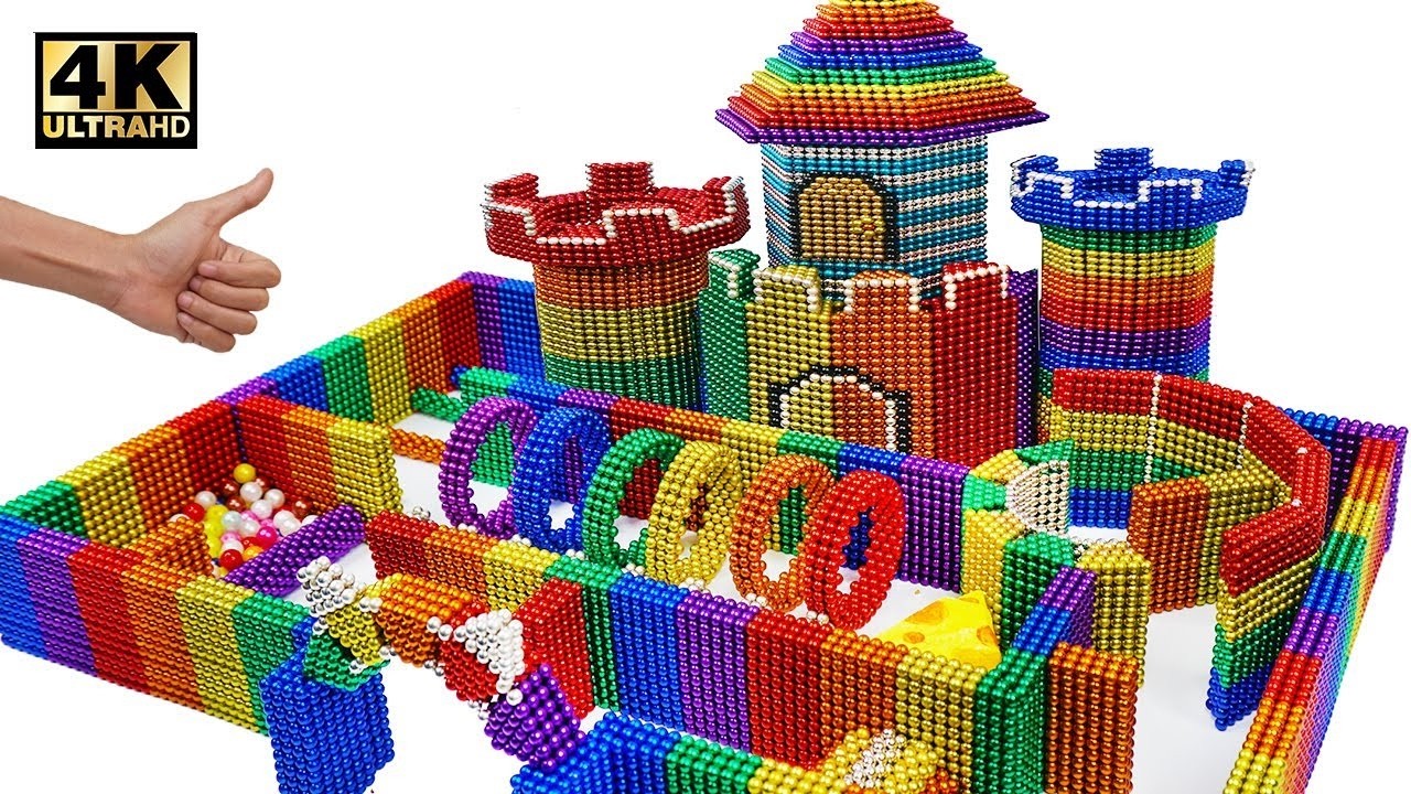 ASMR x 1.5 - How To Build Castle Maze For Hamster From Magnetic Balls (Satisfying)