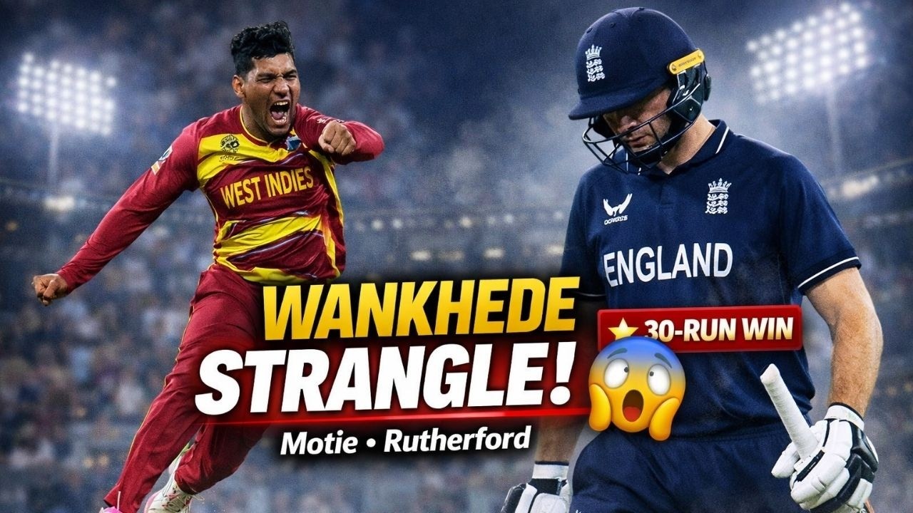 WANKHEDE STRANGLE! 😱 Motie & Rutherford Shock England | WI vs ENG T20 WC 2026