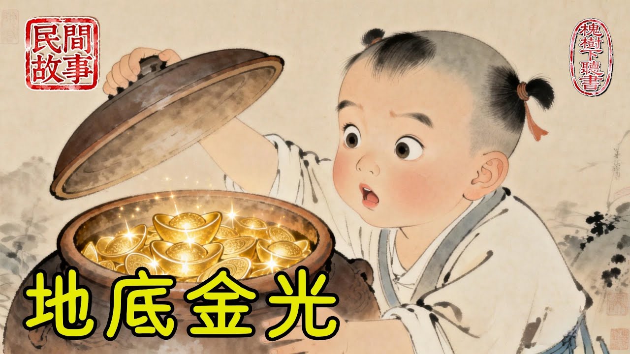 孤童雨夜給破廟土地公遮雨，清晨發現供桌下有異動，扒開泥土竟挖出一壇金元寶！#民間故事 #傳統文化 #原創虛構 #華語有聲書 #槐樹下聽書