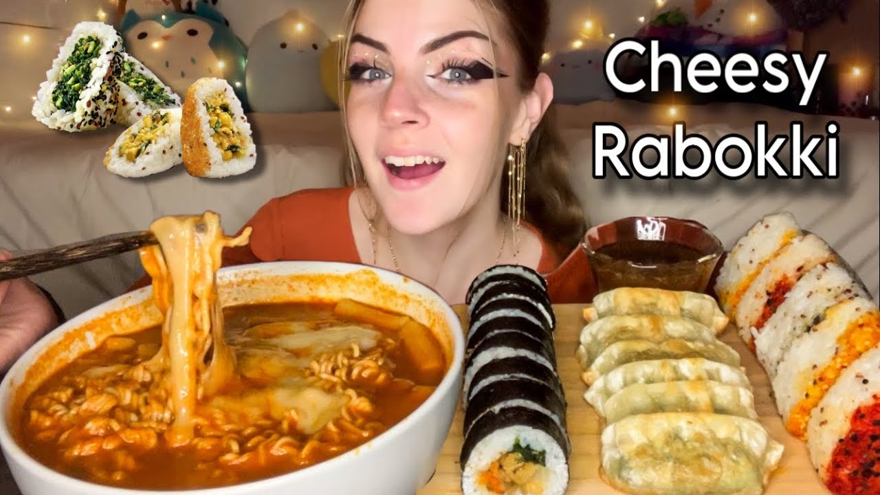 CHEESY RABOKKI MUKBANG! 치즈 라볶이 (Vegan) (No Talking)