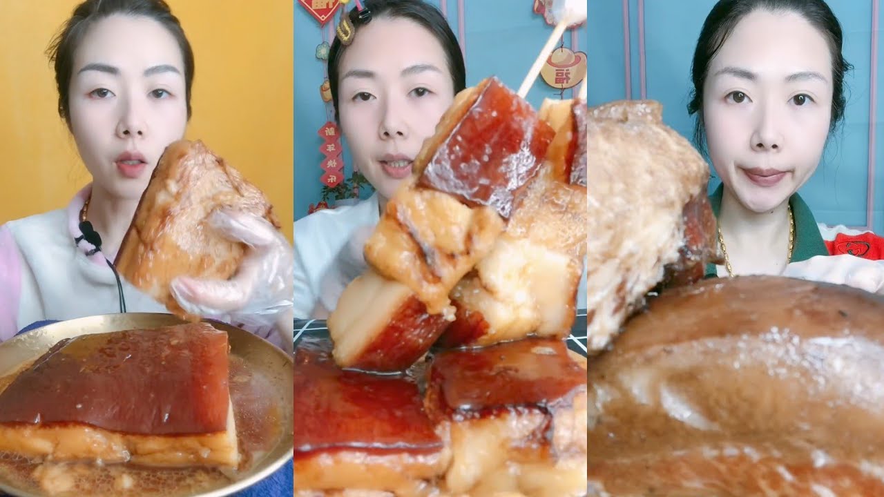 Eating Challenge: Eating pork braised pork belly beef 🍖🍖🍖#meat #mukbang #belly #pork 