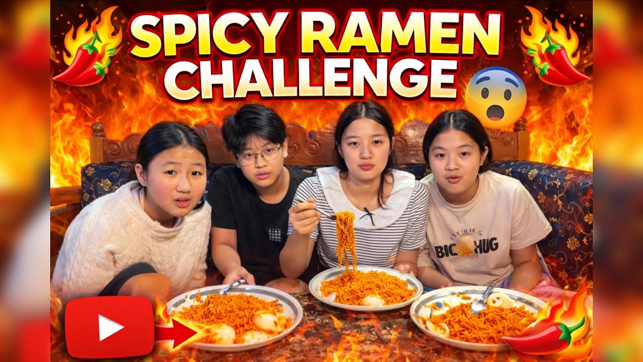 😱😱who will win?/spicy ramen challenge between sisters 