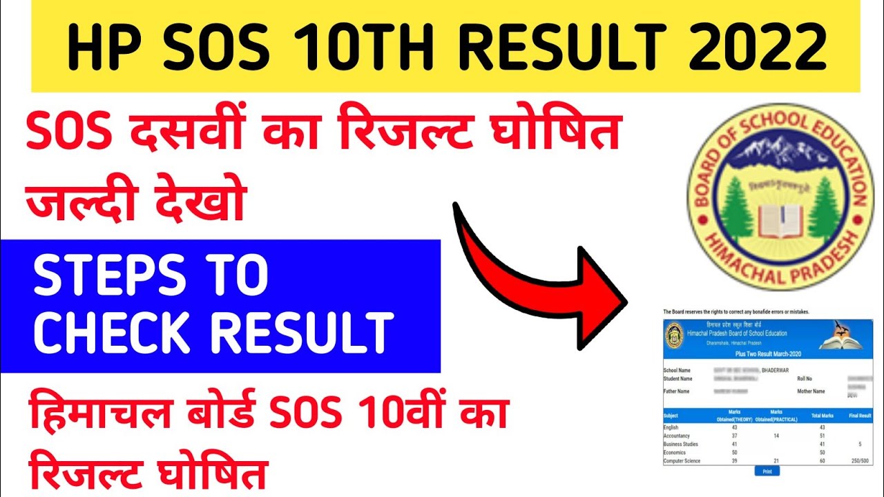 |HP SOS 10TH RESULT DECLARED|HP SOS 10th Class Result 2022|