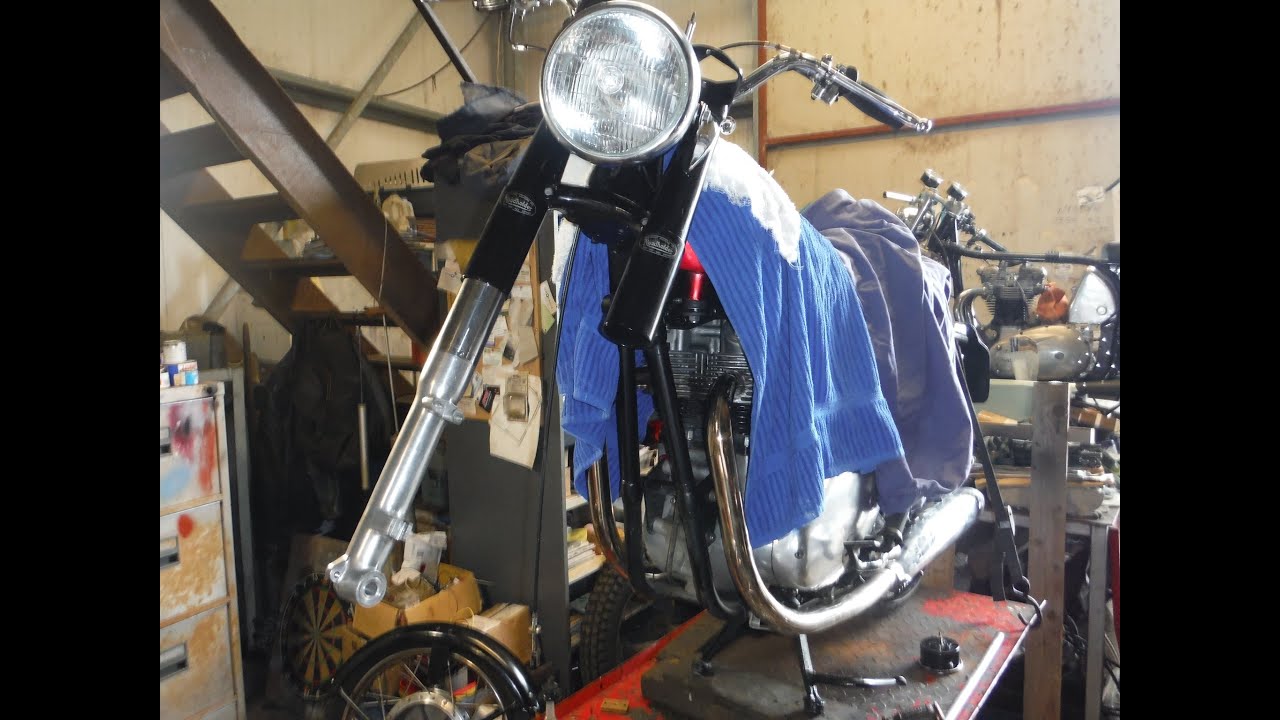 Norton 650 Unified Twin Prototype - Forks stripped!