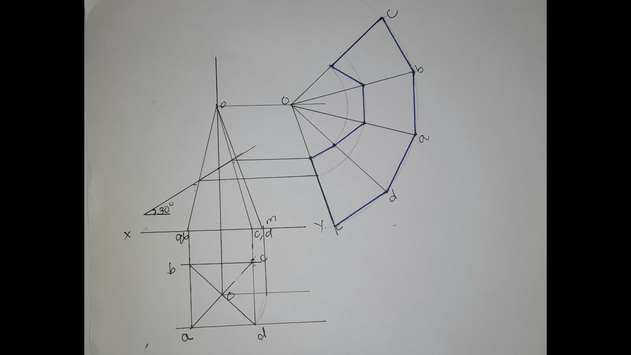 Development of a frustrum of a square pyramid Example 1
