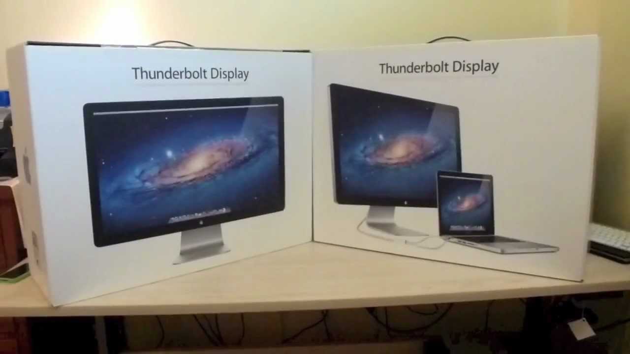 Dual Apple Thunderbolt Display's Unboxed & Connected To Macbook Pro