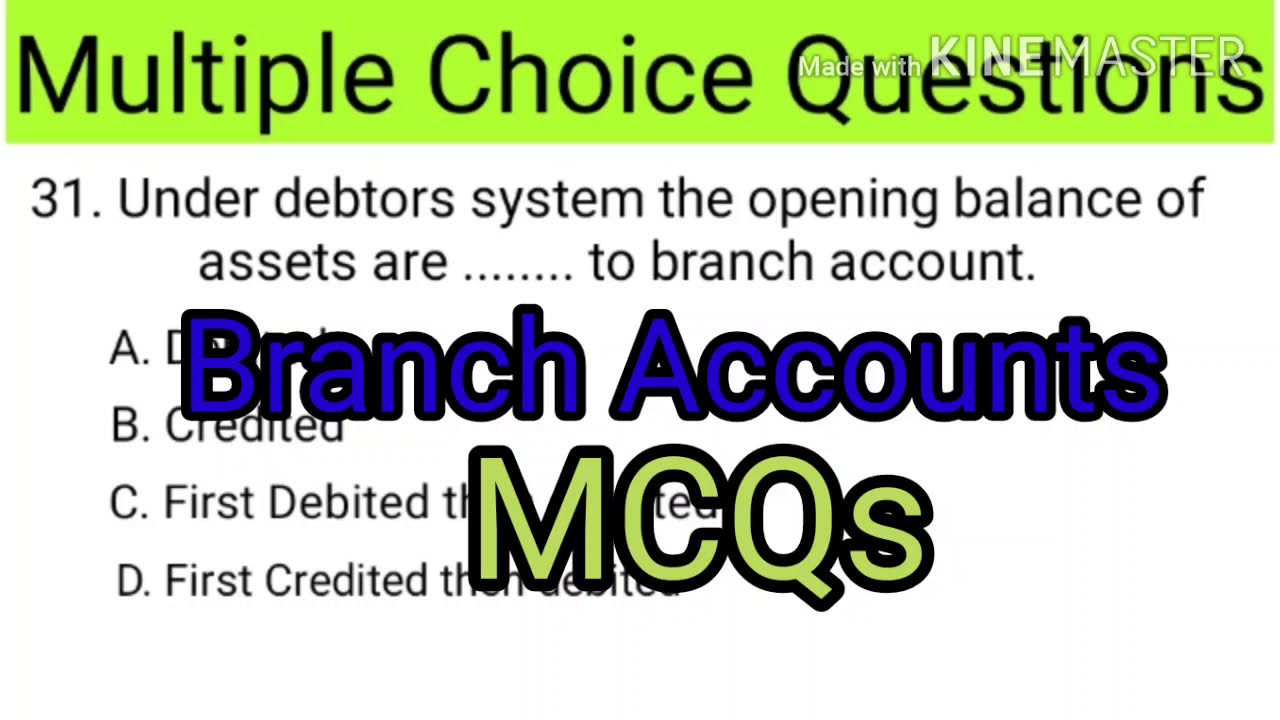 MCQs on Branch accounts || MCQs on  Branch Accounting || CA || CMA || CS||B.COM @CommerceDada