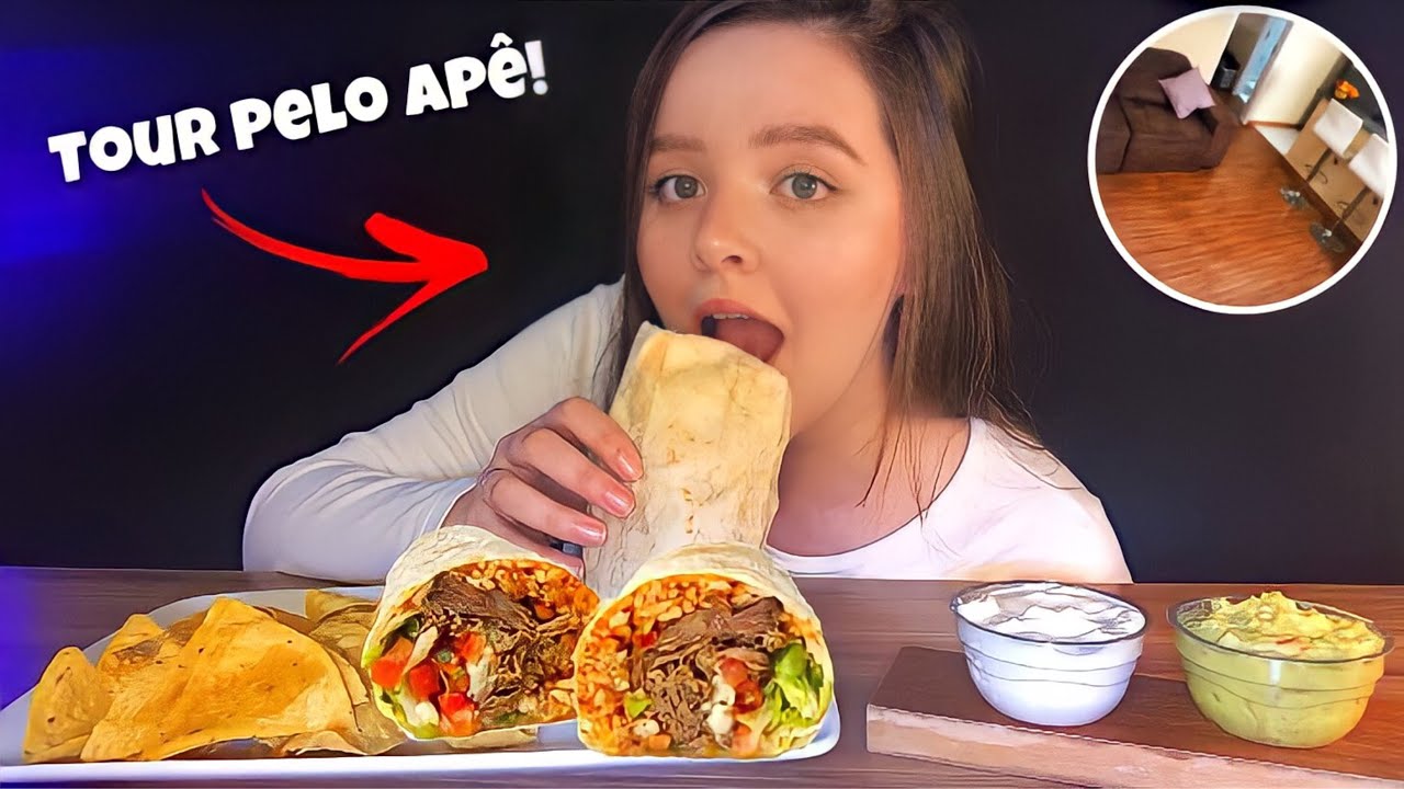 BURRITO MEXICANO MUKBANG + TOUR PELO APÊ E CENÁRIO NOVO!! Sons de Mastigação | CAMILE ASMR