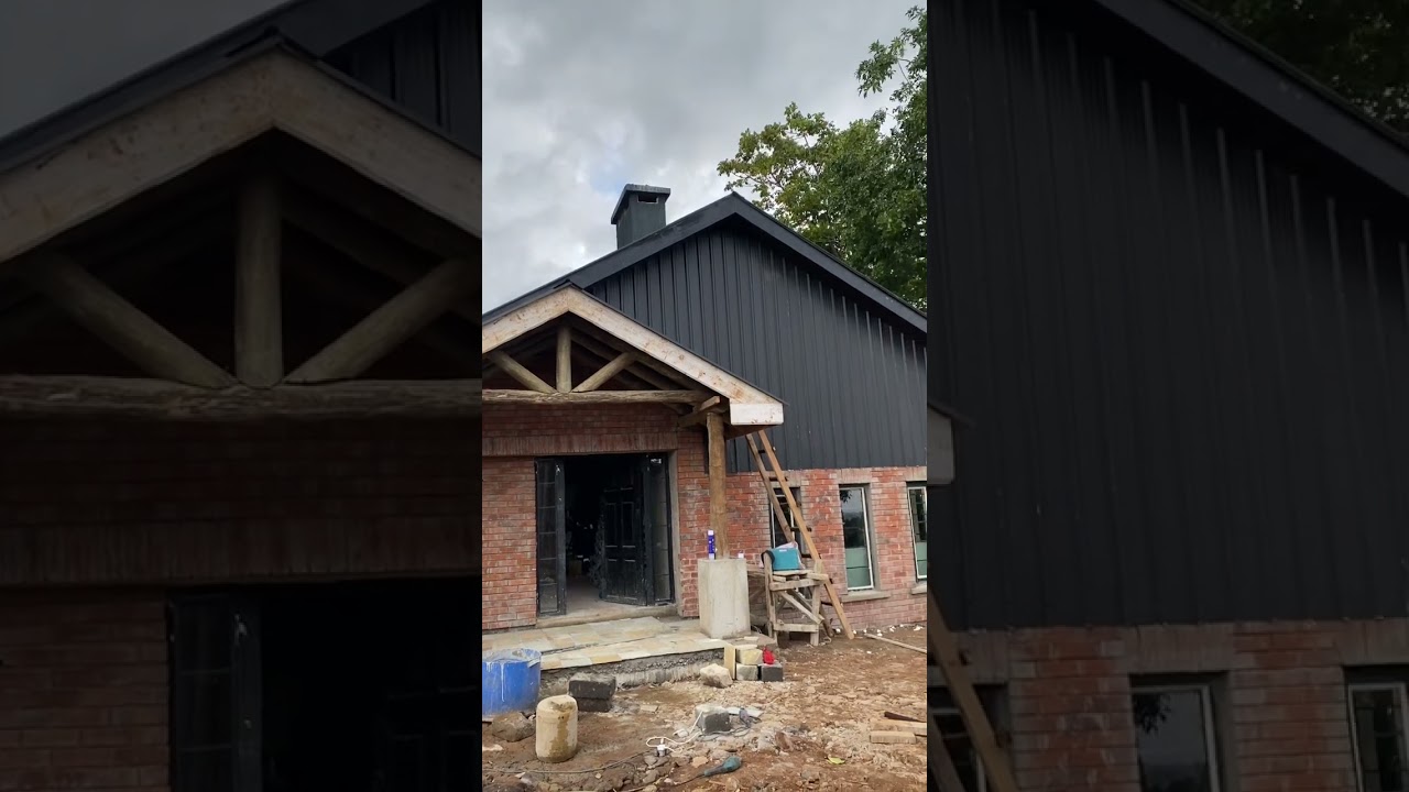 Modern barn structure coming up. Hard at work. 