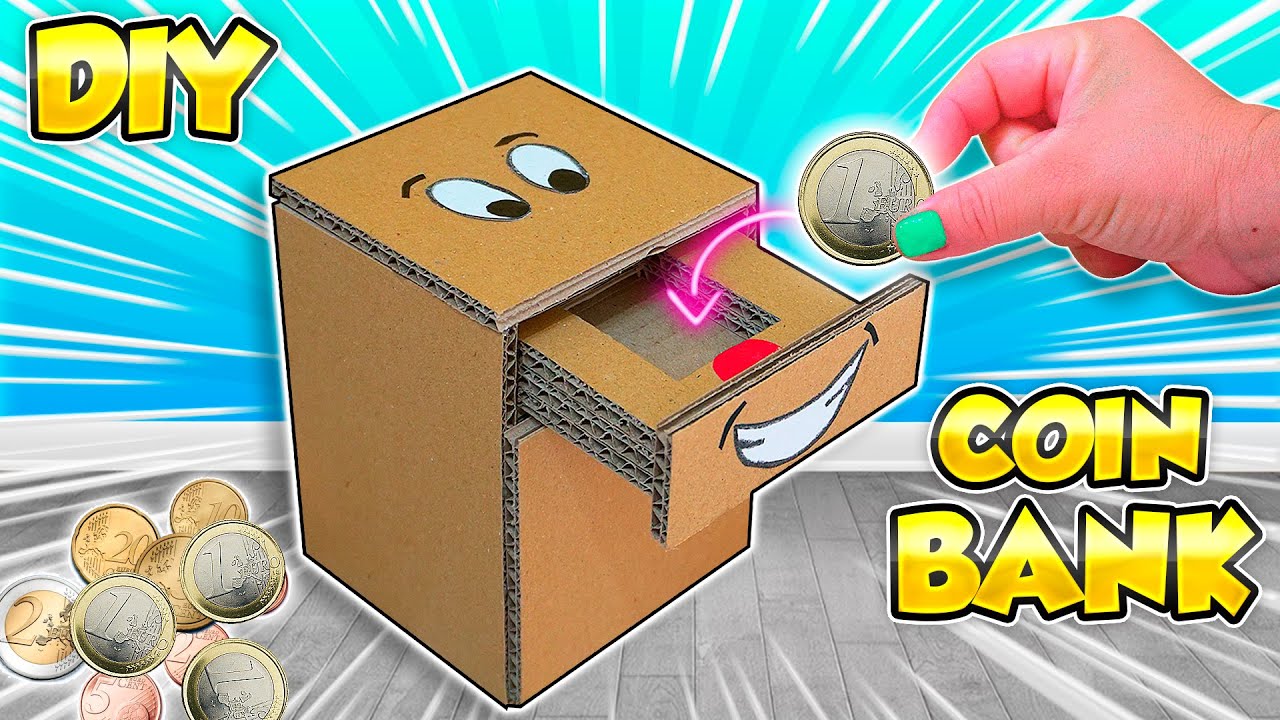 ALCANCÍA de cartón para monedas | How To Make COIN BANK Box From Cardboard | PIGGY BANK | COIN BANK