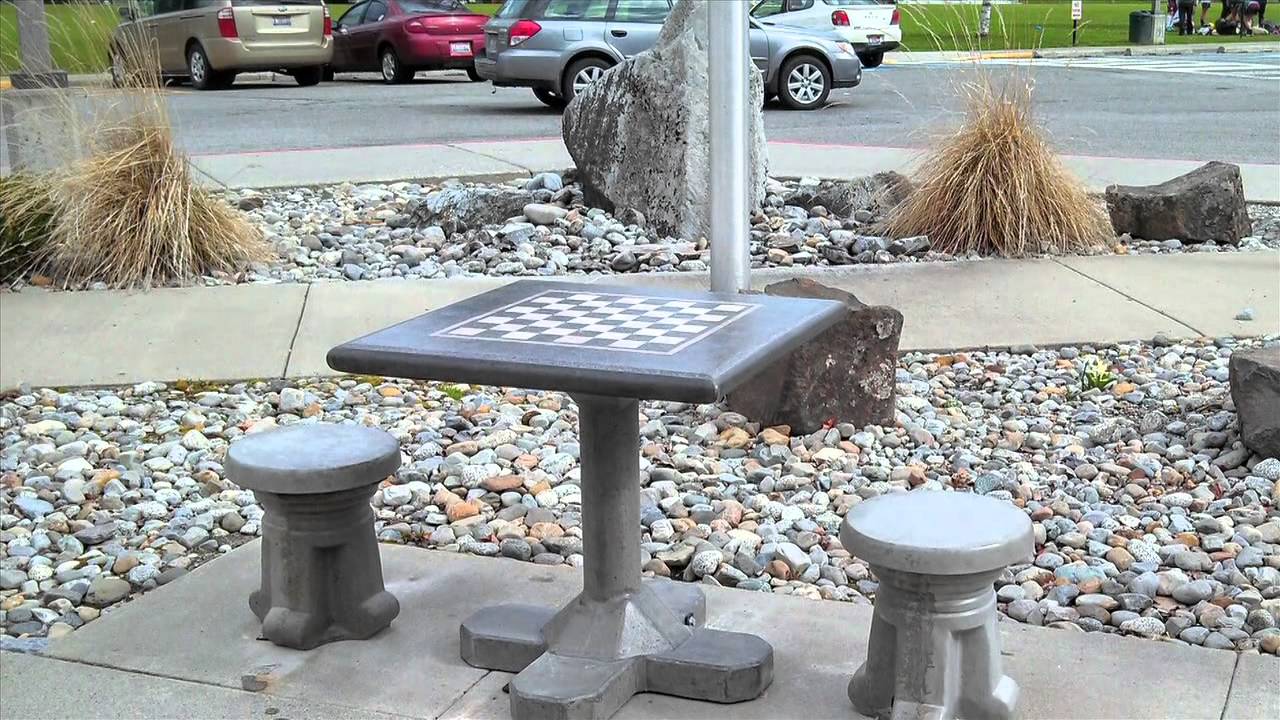 Park table tennis, foosball, chess and corn hole concrete fun!