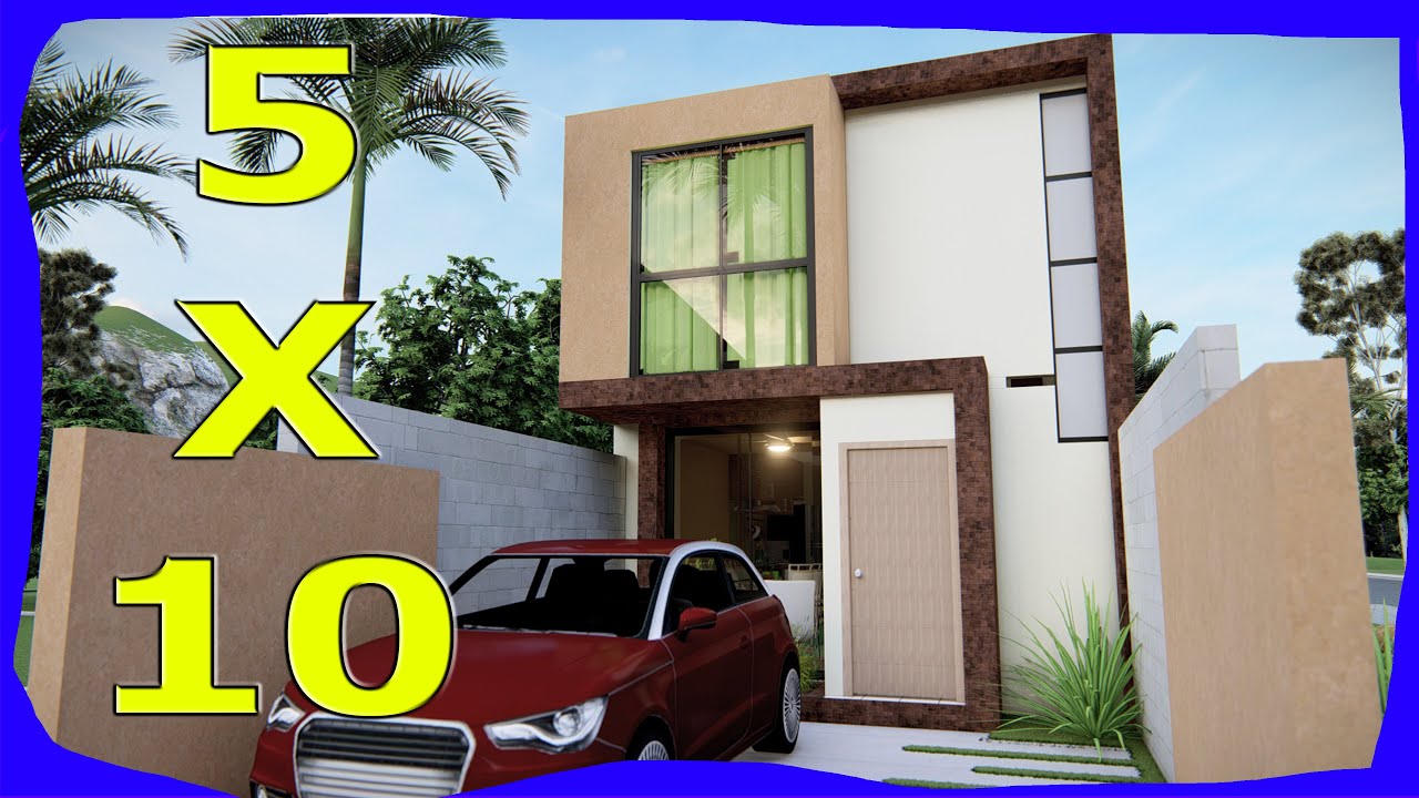 PLANO de CASA PEQUEÑA y 💲💲ECONÓMICA 5x10 metros con 3 DORMITORIOS y 2 PISOS