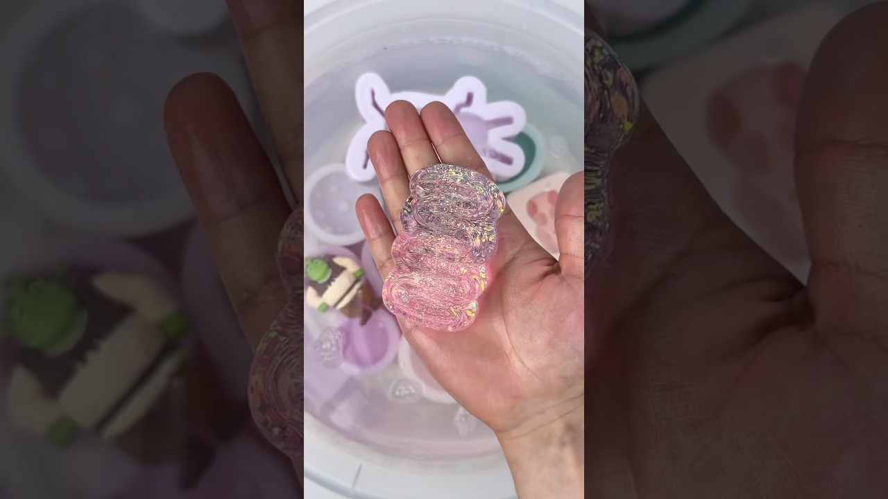Pink and purple glitter cream stick🩷 #stressrelief #tabasquishy #asmr  #squishy  #squishynow