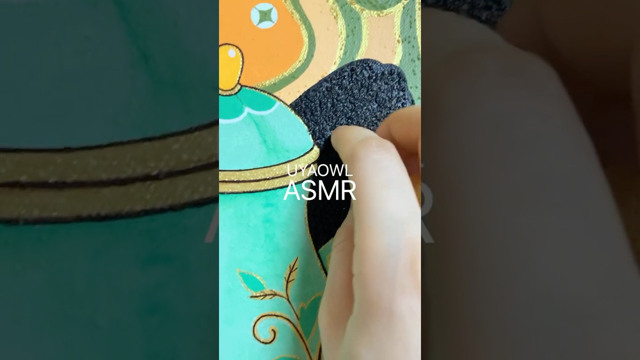 Owl Texture ASMR 🎨🦉 | Painting ‘Warm Welcome’ with Gold & Pearl | Healing Art by UYAOWL