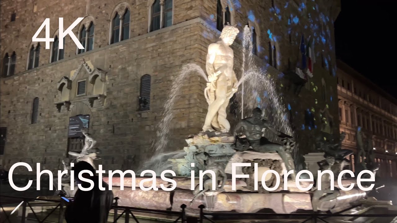 Florence,Christmas Lights, Walking Tour, Italy,4K,Italy