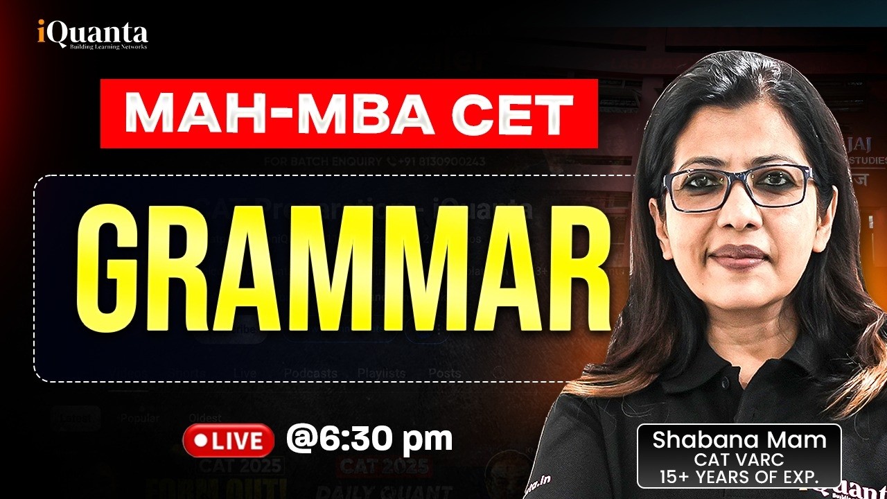 MAH-MBA CET | Grammar | Shabana Ma'am | iQuanta