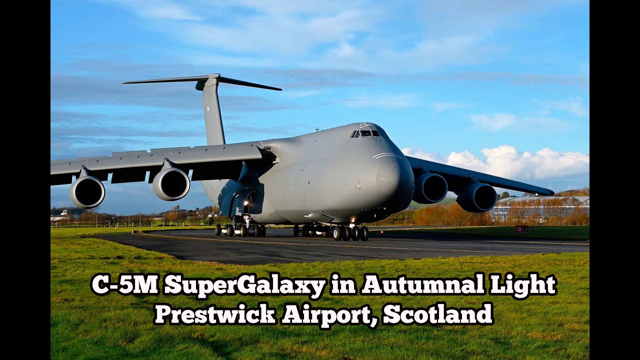 USAF C-5M SuperGalaxy landing @ Prestwick Airport