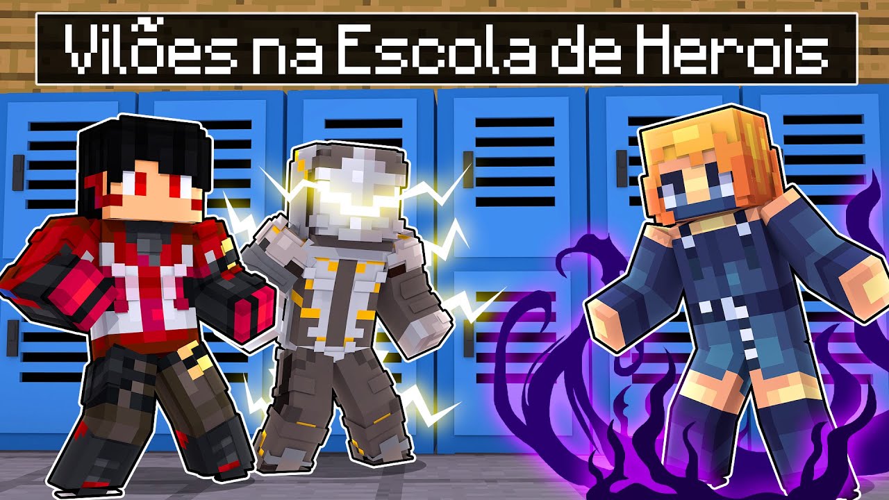 A ESCOLA DE HEROIS foi invadida por SUPER VILÕES no Minecraft