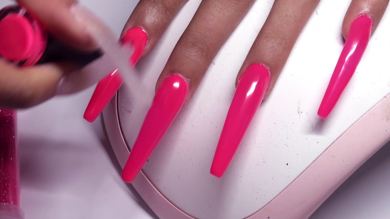 OMG Pink & Black with Raw Glitter Acrylic Nails Redesign