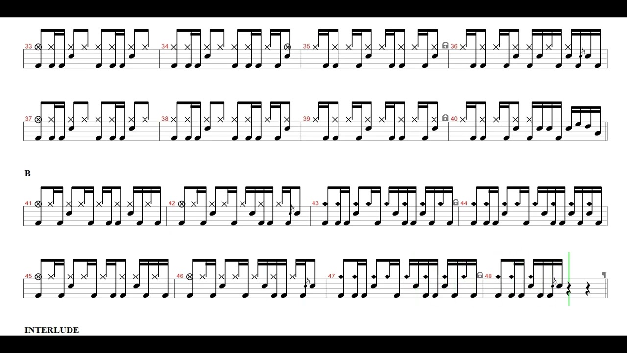 Red Hot Chili Peppers-Readymade | Drum Score, Drum Sheet Music, 드럼악보