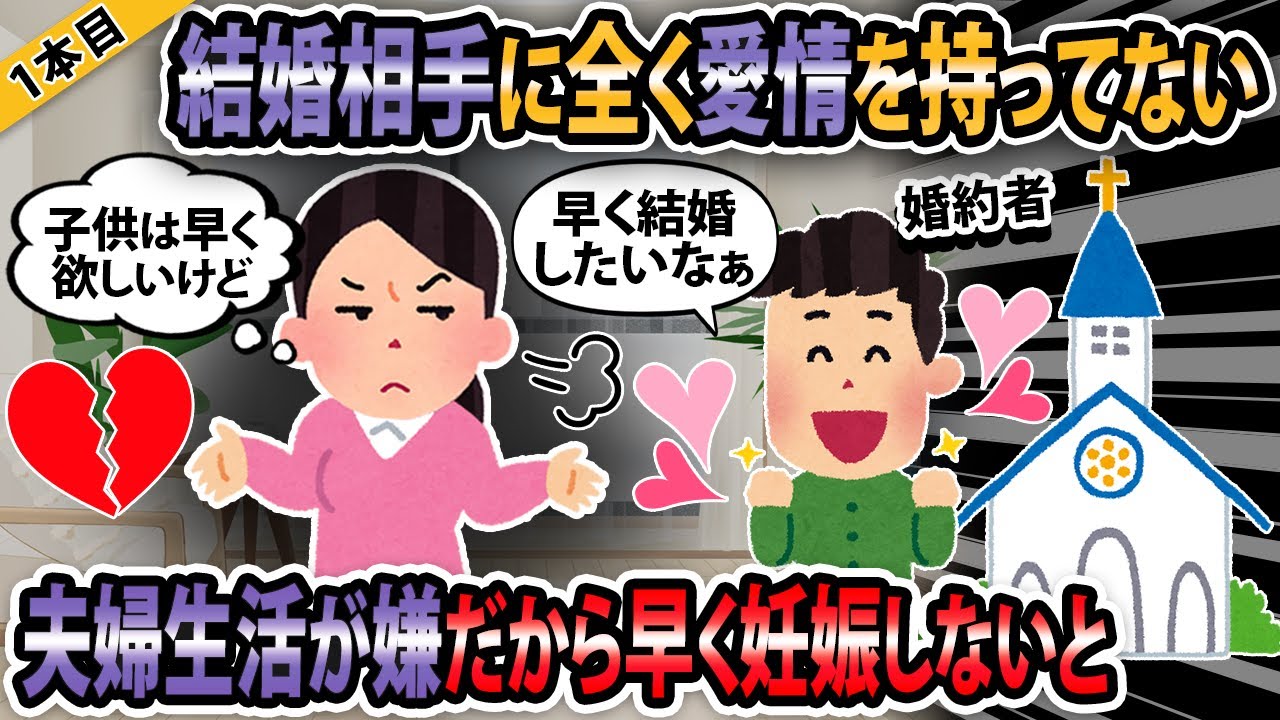 【報告者キチ3本立て】結婚相手に全く愛情を持ってない。夫婦生活が嫌だから早く妊娠しないと...【ゆっくり解説】