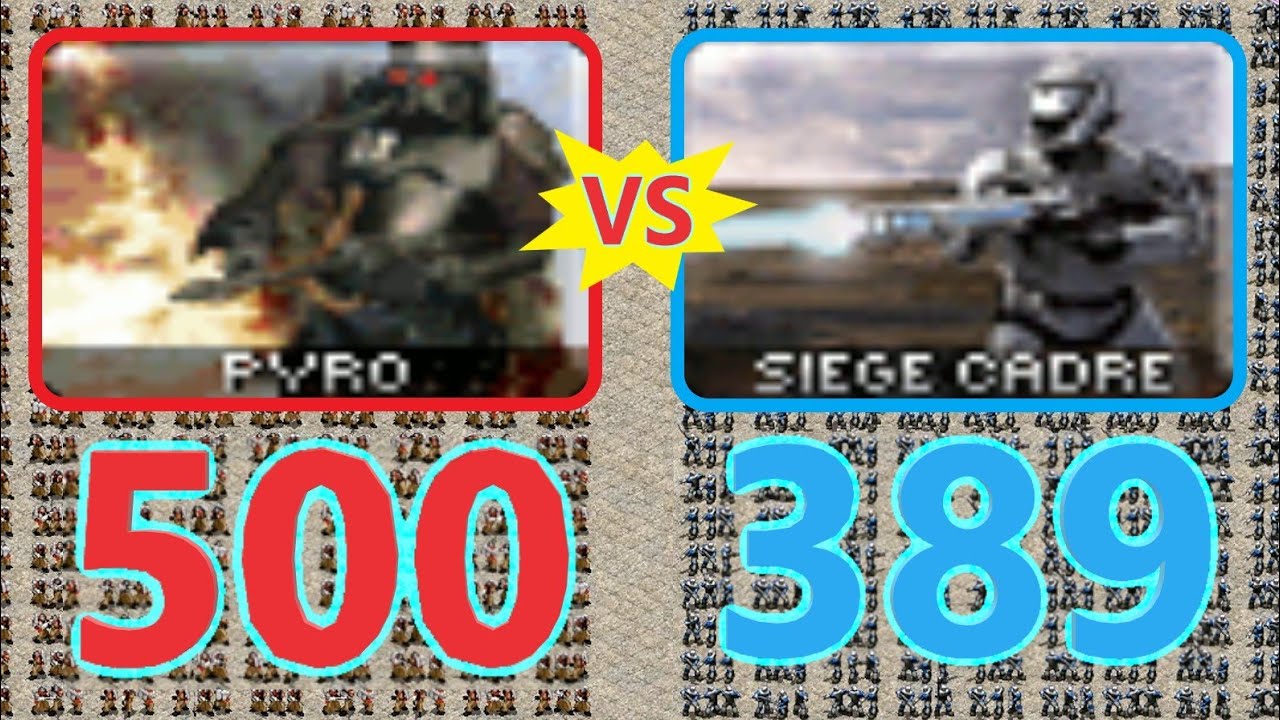 Pyro vs Siege Cadre - Same Cost - Red Alert 2 Mental Omega