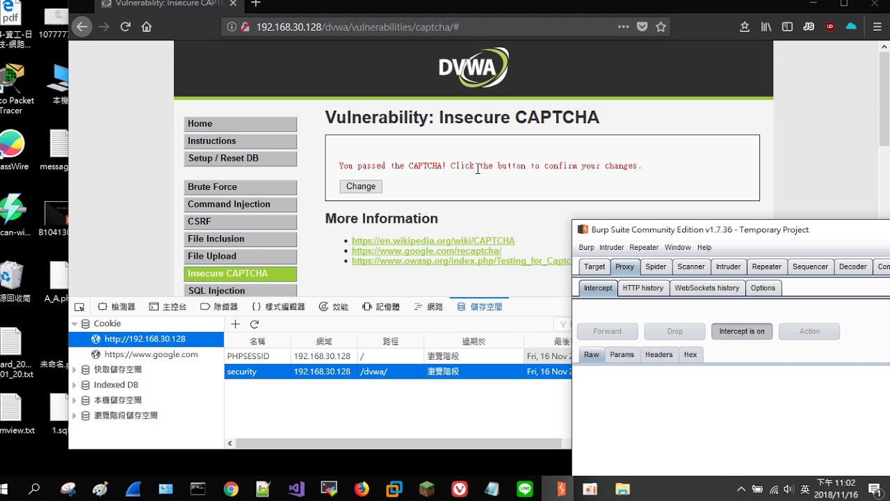DVWA level : low Insecure CAPTCHA