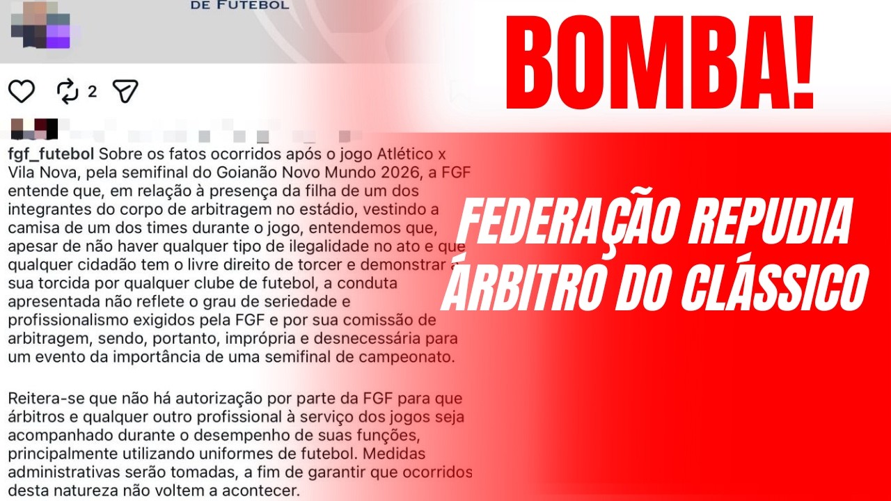 FGF emite nota detonando atitude de Eduardo Tomaz; veja