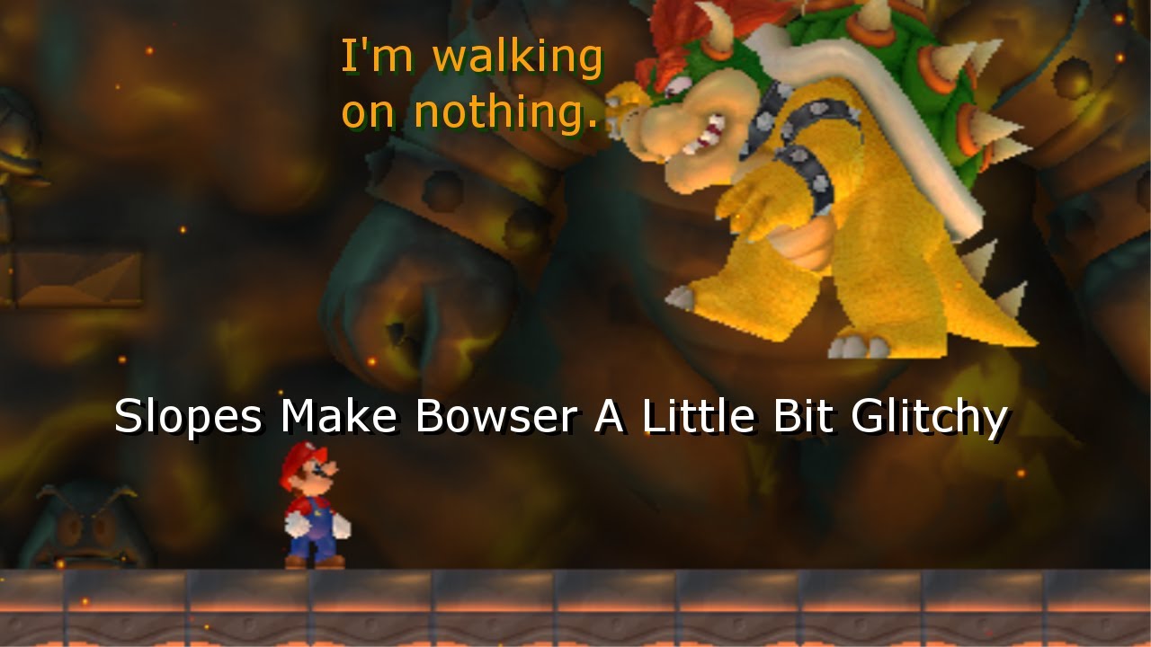 Slopes Make Bowser A Little Bit Glitchy (New Super Mario Bros Wii)