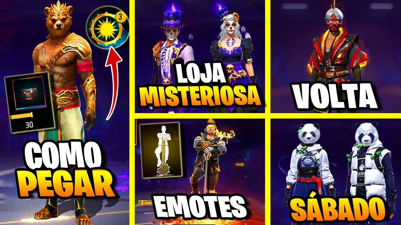 &Eacute; AMANH&Atilde;! LOJA MISTERIOSA ESPECIAL, PEGUE O ULTIMO TOKEN, NOVOS EMOTE, NOVIDADES FREE FIRE E EVENTOS