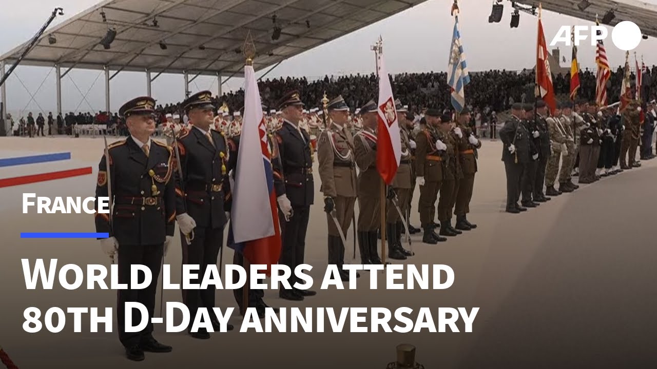🔴 LIVE: World leaders attend the commemoration of the 80th D-Day anniversary at Omaha Beach | AFP