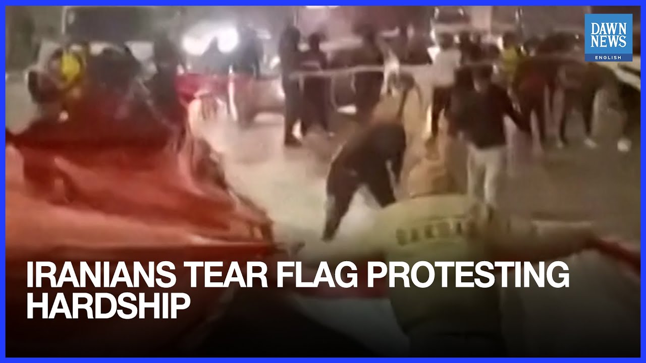 Iranians Tear National Flag While Protesting Severe Economic Hardship | Dawn News English