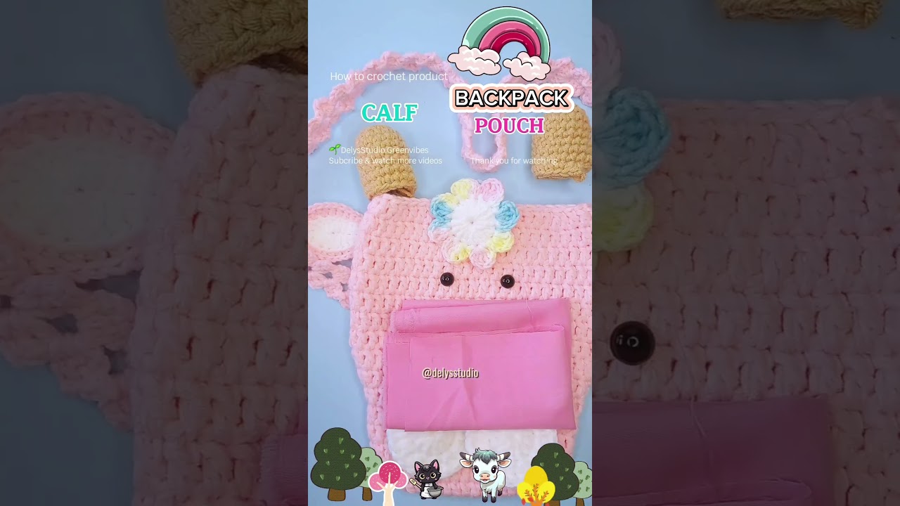 🌱Hack crochet calf backpack and pouch #crochetpouch #crochetbackpack #crochetcalf #crochetbag