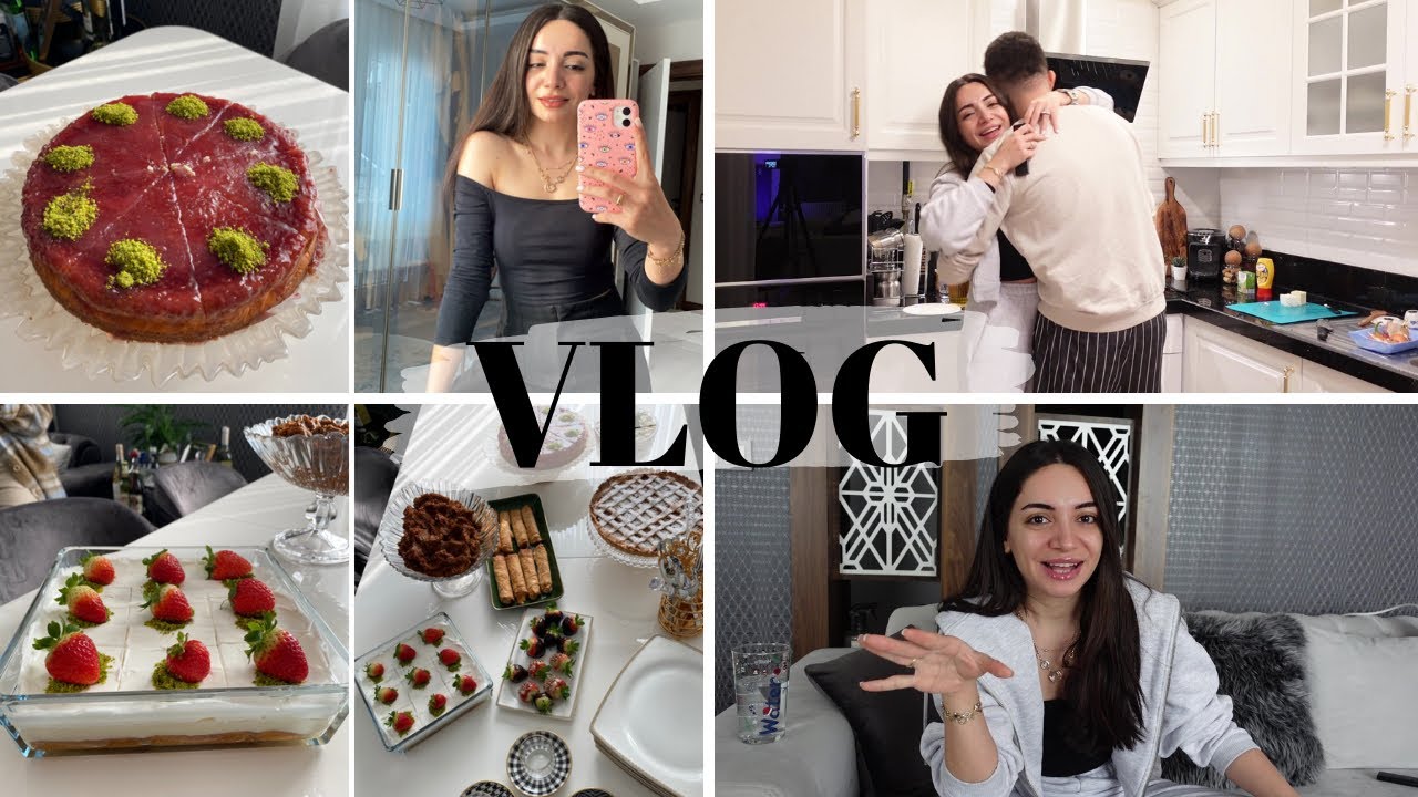 VLOG | 7 ÇEŞİT MİSAFİR MENÜSÜ🍽| FRAMBUAZLI CHEESECAKE, ETİMEK TATLISI,TART🍮| KOCAM MUTFAKTA🍝