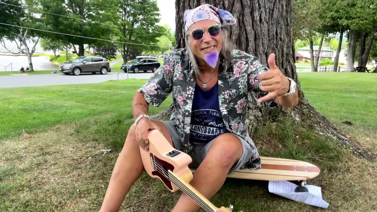 Touch of Grey Grateful Dead Ukulele Cover Fender Fullerton Ukulele sitting on my longboard