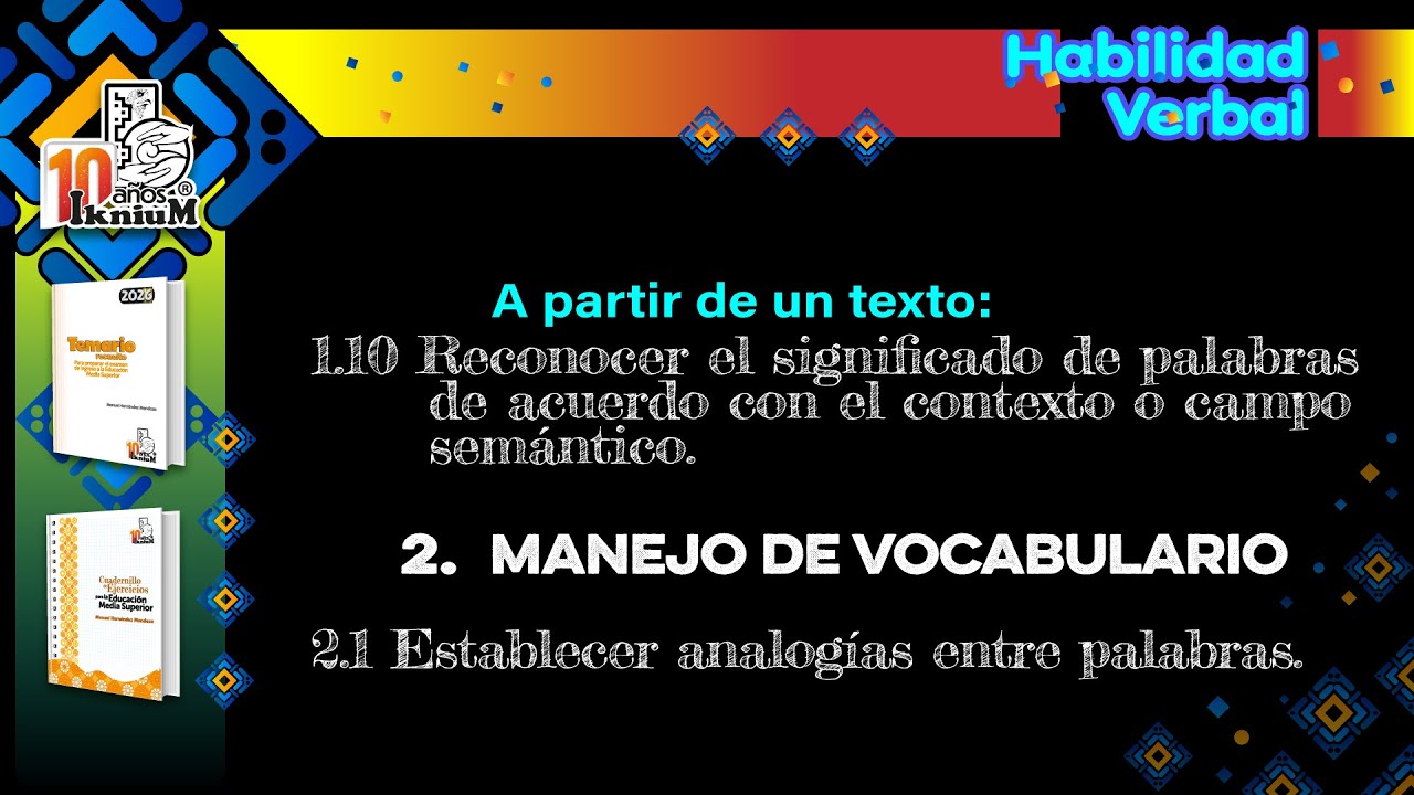 Habilidad Verbal - Tema 1.10 al 2.1 - IkniuM Media Superior