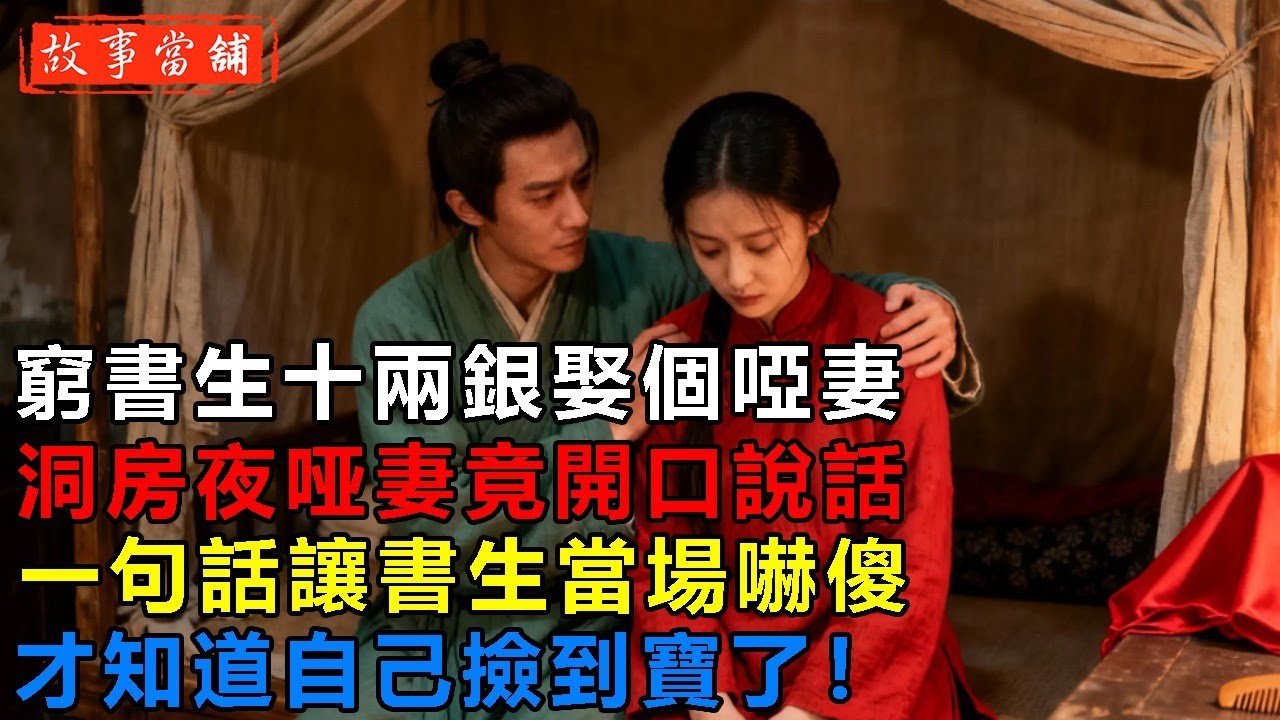 窮書生十兩銀娶個啞妻，洞房夜啞妻竟開口說話，一句話讓書生當場嚇傻，才知道自己撿到寶了！| 民間故事 | 故事當舖