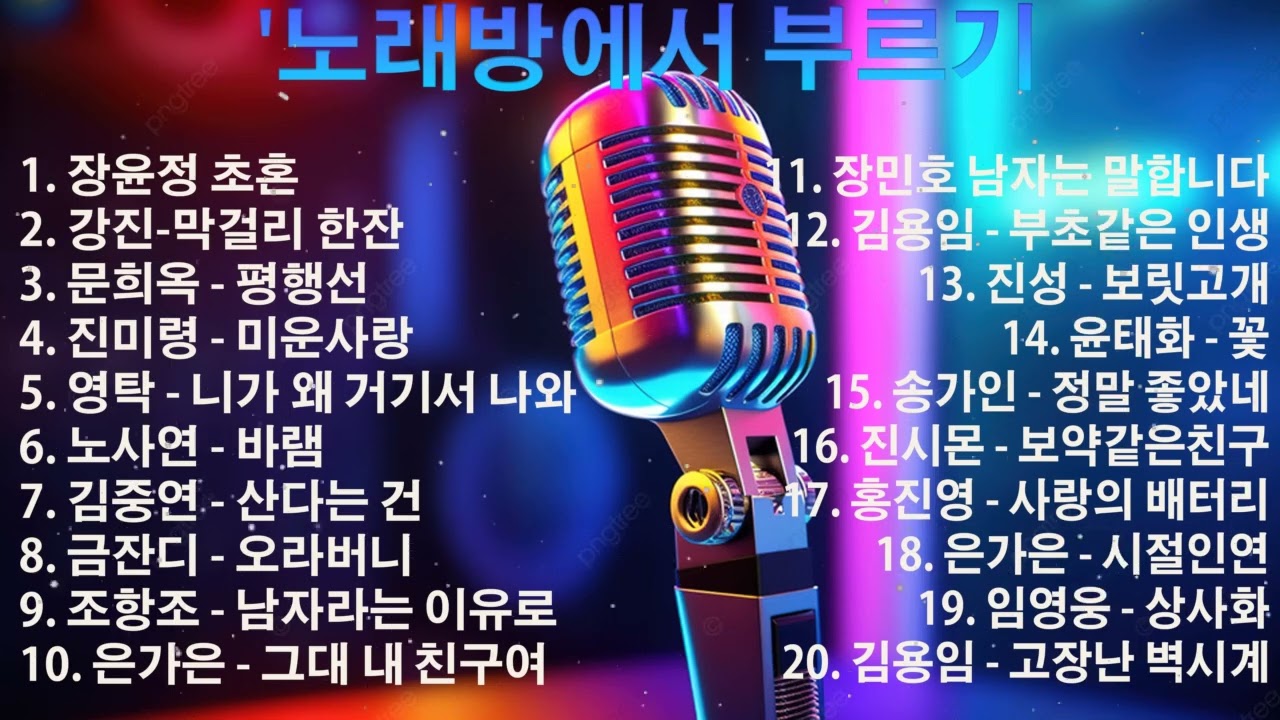 초혼 막걸리 한 잔 평행선 미운사랑 니가 왜 거기서 나와 바램 /대한민국 국민들의 노래방 18번 20곡!