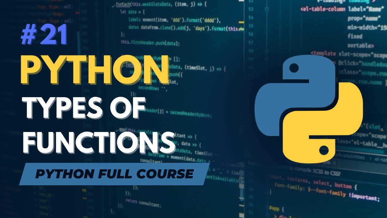 Types of Functions in Python | Python Full Course in Hindi/Urdu - Tutorial #21