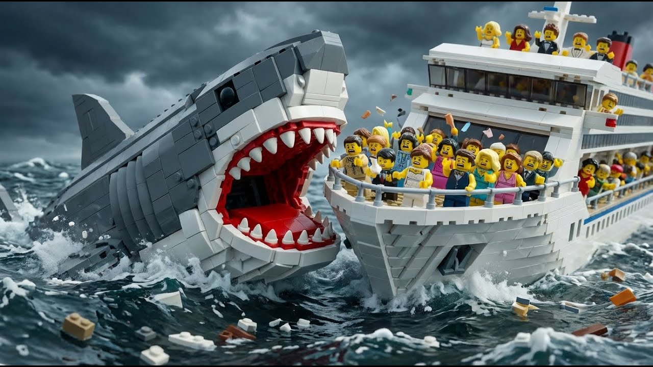 3d LEGO Brick Story | Shark Attacks Cruise Ship | Big Disaster