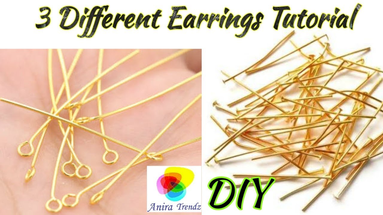 How to make 3 different Earrings under 2 mins using Head Pin and Eye Pin / Tutorial DIY
