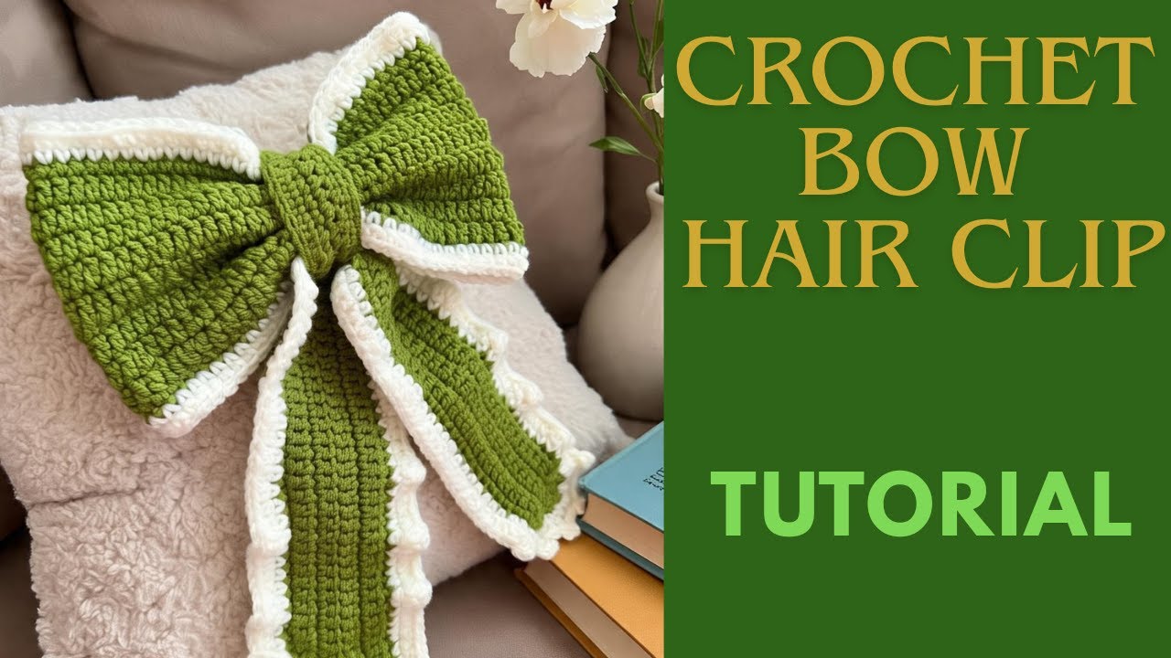 How to Crochet a Bow Hair Clip/Beginner friendly tutorial.