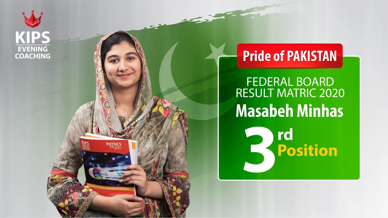 Pride of Pakistan | Masabeh Minhas | 3rd Position Federal Board Matric Result 2020 | KIPS