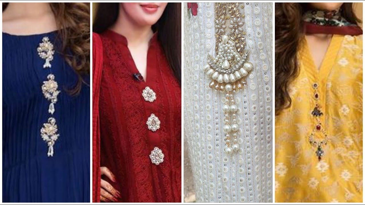 Very very Beautiful & trendi Fancy Button Kurta patti neck designs