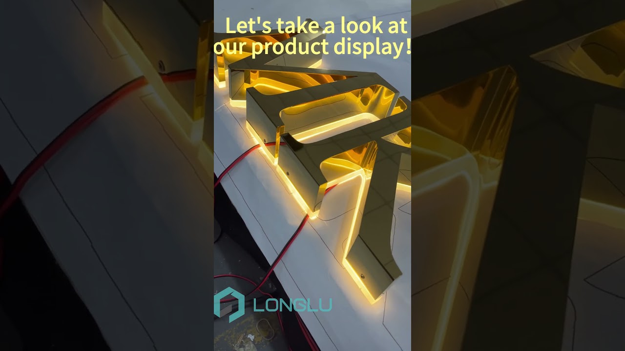 Stunning Gold Backlit LED Sign with Acrylic Backboard#light #sign #led
